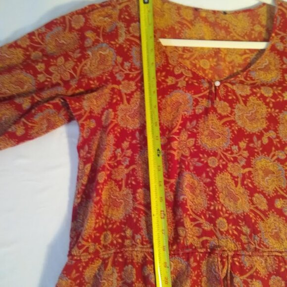 Chaps NO tags - ladies size M/L tags removed long sleeve blouse red/gold/blue - Picture 13 of 16